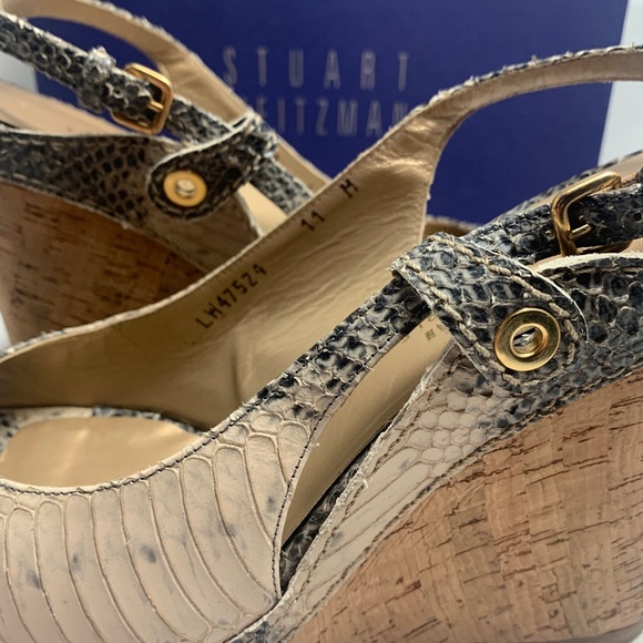 Stuart Weitzman 11 CPASIDE Snakeskin wedge slide - Picture 4 of 8